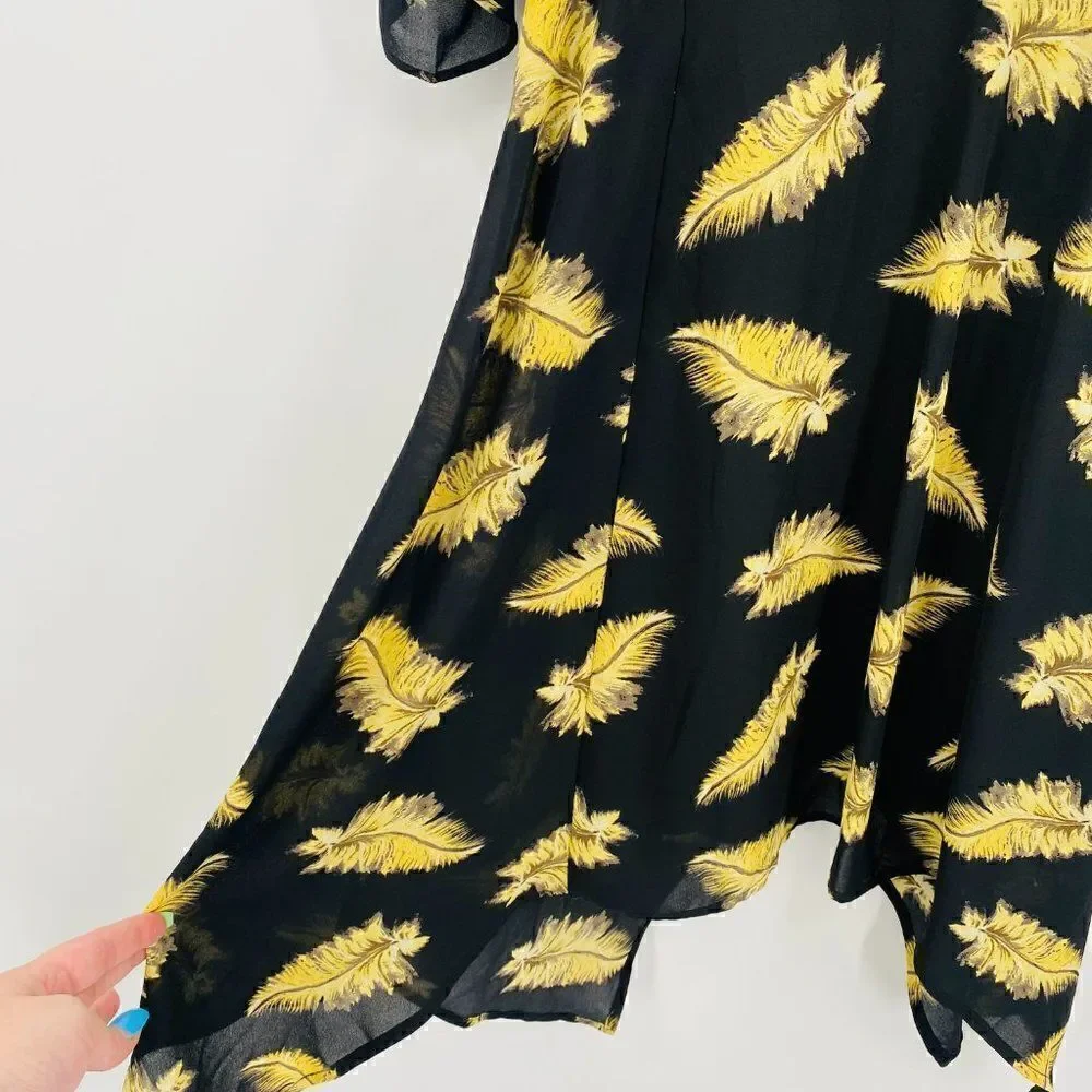 Disney Beauty and the Beast Large Black & Gold Feather Cold Shoulder Mini Dress - Picture 6 of 10